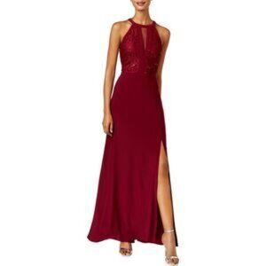 NWT Nightway Womens Red Embellished Cut Out Formal Dress Gown 12 Petite NWT